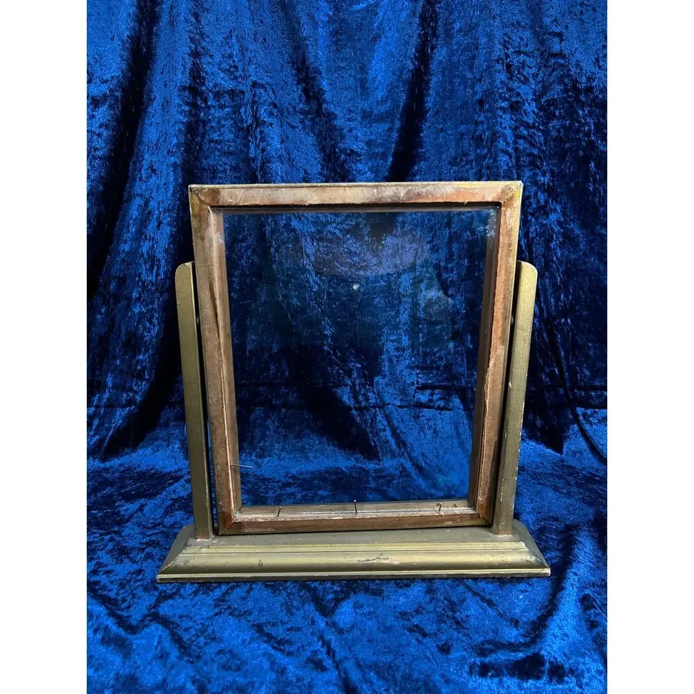 Antique Art Deco Tabletop Picture Frame – Gold & Charcoal Ornate Tilt Design